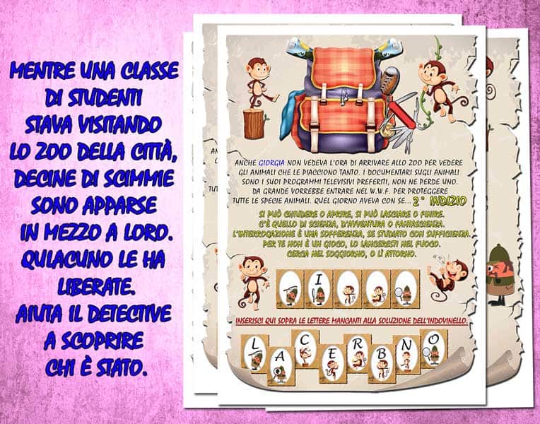 caccia al colpevole "una gita allo zoo" per bambina PDF 5-7 anni - immagine 2