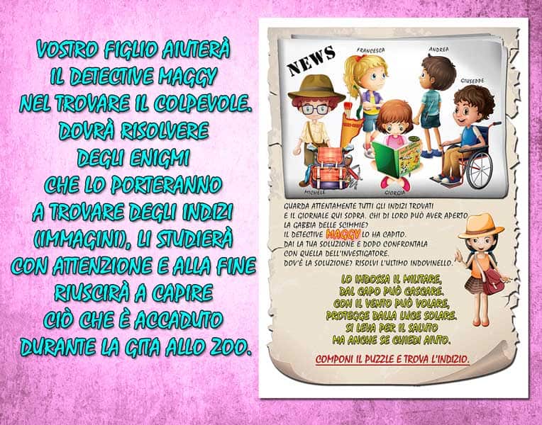 caccia al colpevole "una gita allo zoo" per bambina PDF 5-7 anni - immagine 3