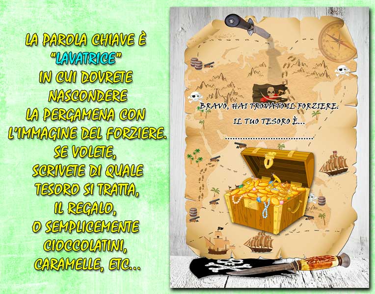 CACCIA AL TESORO CON MAPPA - SOLUZIONE "LA LAVATRICE" PER CASA E GIARDINO 8-10 ANNI - immagine 3