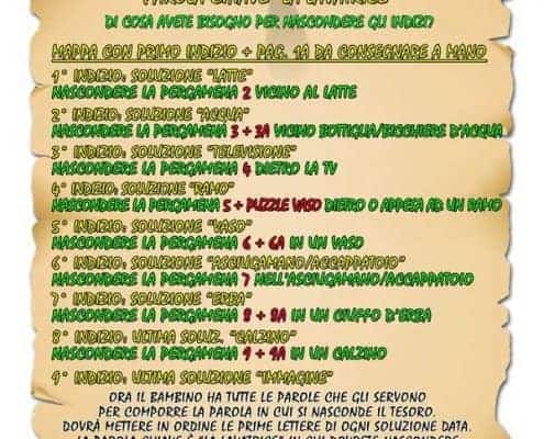 istruzioni caccia al tesoro in PDF in casa